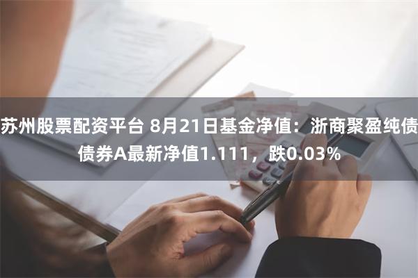 苏州股票配资平台 8月21日基金净值：浙商聚盈纯债债券A最新净值1.111，跌0.03%